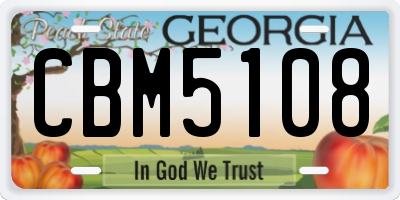 GA license plate CBM5108