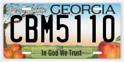 GA license plate CBM5110