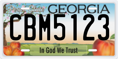 GA license plate CBM5123