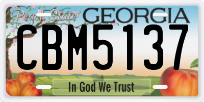 GA license plate CBM5137