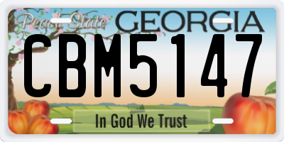 GA license plate CBM5147