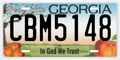 GA license plate CBM5148