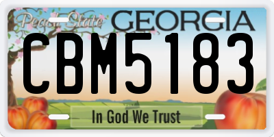 GA license plate CBM5183