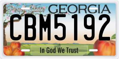GA license plate CBM5192
