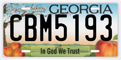 GA license plate CBM5193