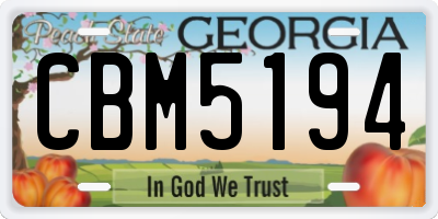 GA license plate CBM5194