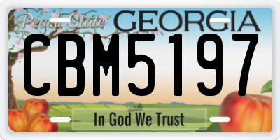 GA license plate CBM5197