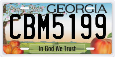 GA license plate CBM5199