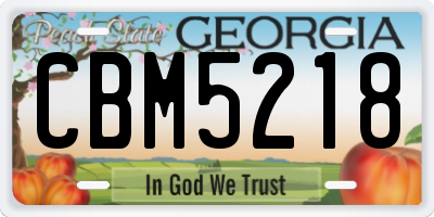 GA license plate CBM5218