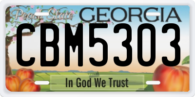 GA license plate CBM5303