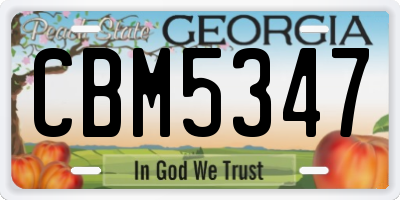 GA license plate CBM5347