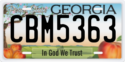 GA license plate CBM5363