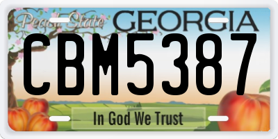 GA license plate CBM5387
