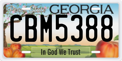 GA license plate CBM5388