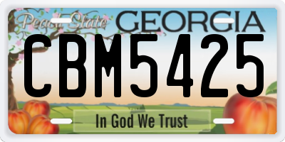 GA license plate CBM5425