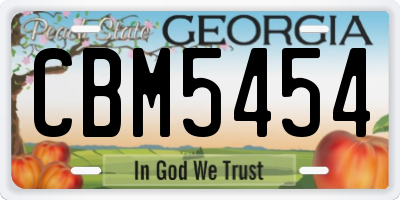 GA license plate CBM5454
