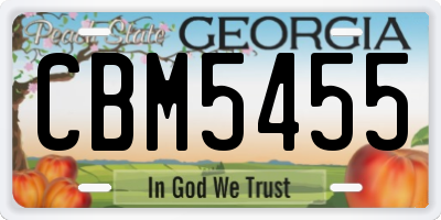 GA license plate CBM5455