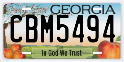 GA license plate CBM5494