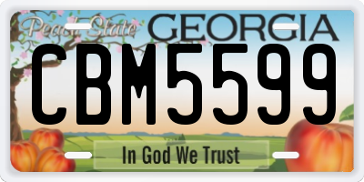 GA license plate CBM5599
