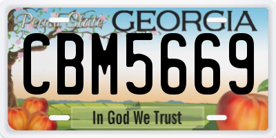 GA license plate CBM5669