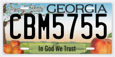 GA license plate CBM5755