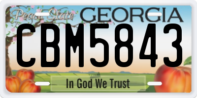 GA license plate CBM5843