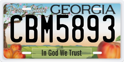 GA license plate CBM5893