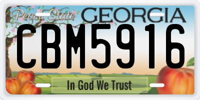 GA license plate CBM5916