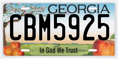 GA license plate CBM5925