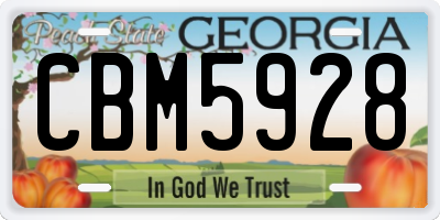 GA license plate CBM5928