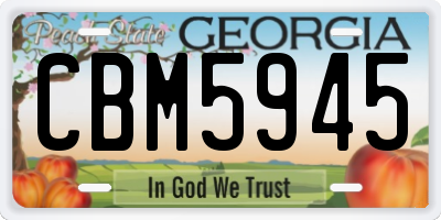 GA license plate CBM5945