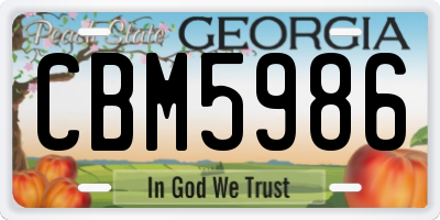 GA license plate CBM5986