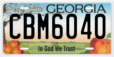 GA license plate CBM6040