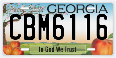 GA license plate CBM6116