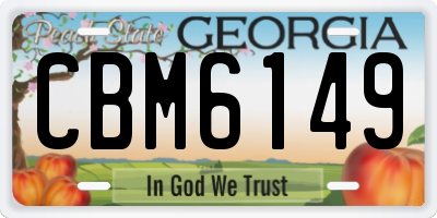 GA license plate CBM6149