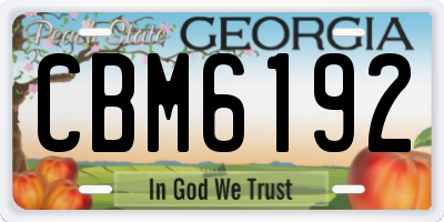 GA license plate CBM6192
