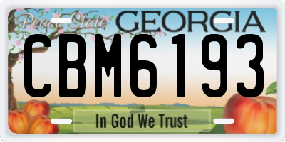 GA license plate CBM6193