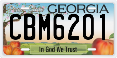 GA license plate CBM6201