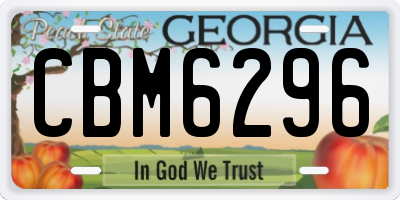 GA license plate CBM6296