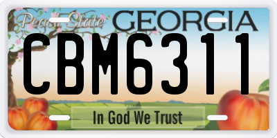 GA license plate CBM6311