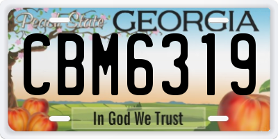 GA license plate CBM6319