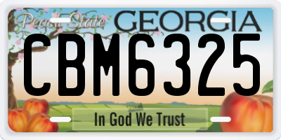 GA license plate CBM6325