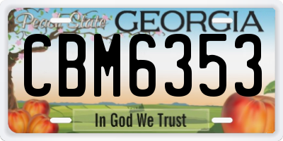 GA license plate CBM6353