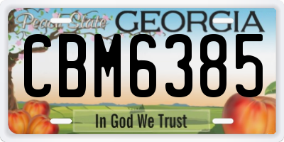 GA license plate CBM6385