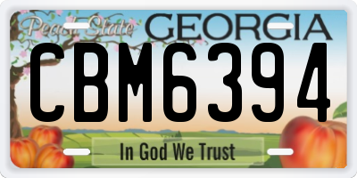 GA license plate CBM6394
