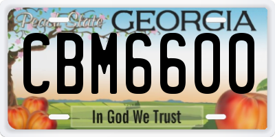 GA license plate CBM6600