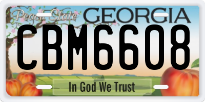 GA license plate CBM6608