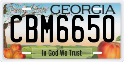 GA license plate CBM6650