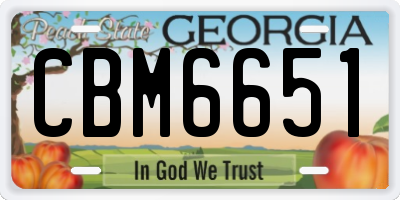 GA license plate CBM6651