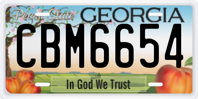 GA license plate CBM6654